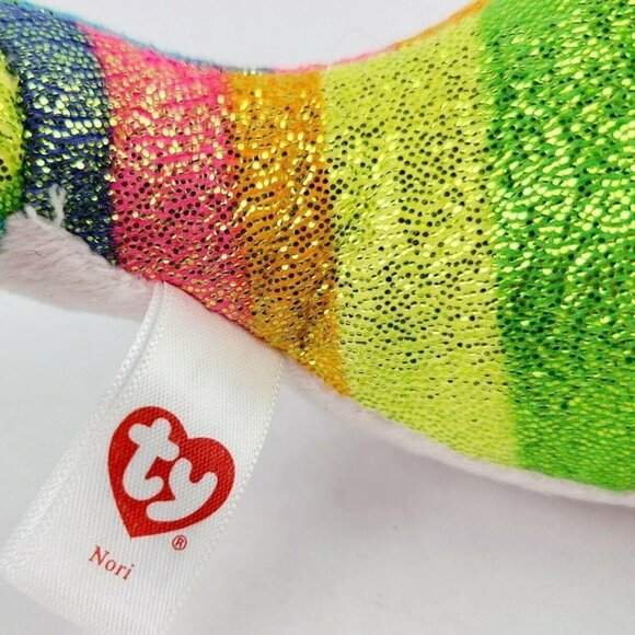 TY Beanie Boos Nori the Narwhal 8 inch Plush Rainbow Glitter Stuffed Animal Toy - Picture 5 of 7